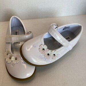 Rachel Shoes White with Floral Design.kids Size 9